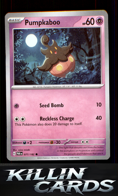 Reverse Holofoil Pumpkaboo 077/182 Pokemon Common SV04: Paradox Rift Card NM