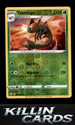 Reverse Holofoil Yanmega 002/072 Pokemon Rare Shining Fates Card NM