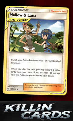 Mallow & Lana 198/236 Pokemon Uncommon SM - Cosmic Eclipse Card NM