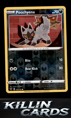 Reverse Holofoil Poochyena 103/185 Pokemon Common SWSH04: Vivid Voltage Card NM