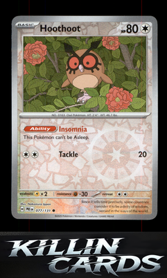 Reverse Holofoil Hoothoot 077/131 Pokemon Common SV: Prismatic Evolutions Card N