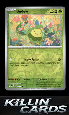 Reverse Holofoil Budew 004/131 Pokemon Common SV: Prismatic Evolutions Card NM