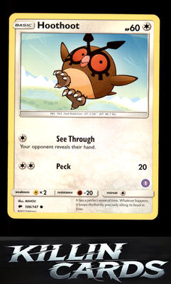 Hoothoot 106/147 Pokemon Common SM - Burning Shadows Card LP