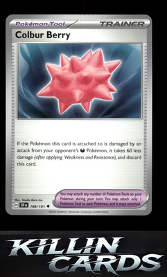 Colbur Berry 168/191 Pokemon Uncommon SV08: Surging Sparks Card NM