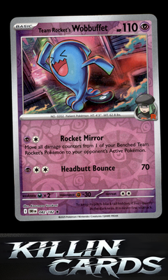 Reverse Holofoil Team Rocket's Wobbuffet 082/182 Pokemon Rare SV10: Destined Riv
