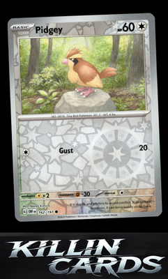 Reverse Holofoil Pidgey 162/197 Pokemon Common SV03: Obsidian Flames Card NM