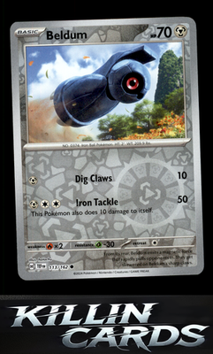 Reverse Holofoil Beldum 113/162 Pokemon Common SV05: Temporal Forces Card NM