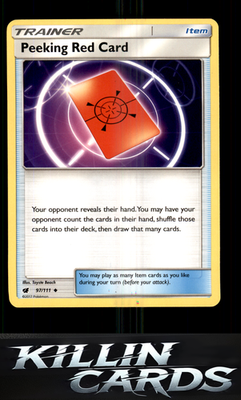 Peeking Red Card 97/111 Pokemon Uncommon SM - Crimson Invasion Card NM