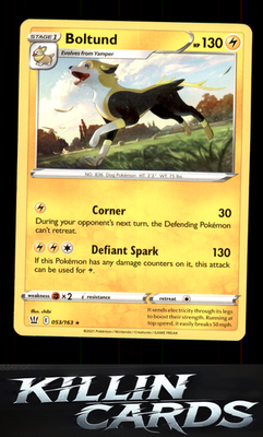 Boltund 053/163 Pokemon Rare SWSH05: Battle Styles Card NM