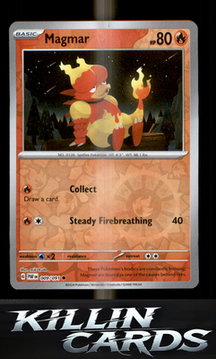 Reverse Holofoil Magmar 009/091 Pokemon Common SV: Paldean Fates Card NM