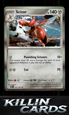 Scizor 141/197 Pokemon Rare SV03: Obsidian Flames Card NM