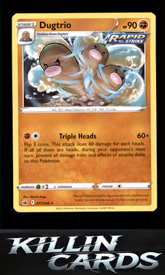 Dugtrio 077/198 Pokemon Rare SWSH06: Chilling Reign Card NM