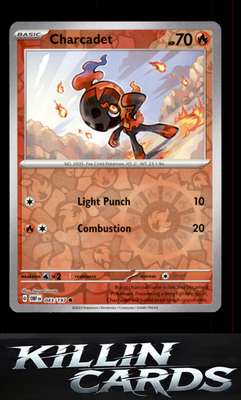 Reverse Holofoil Charcadet 043/197 Pokemon Common SV03: Obsidian Flames Card NM