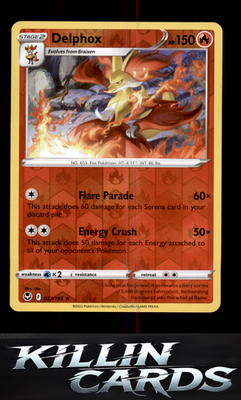 Reverse Holofoil Delphox 027/195 Pokemon Rare SWSH12: Silver Tempest Card NM