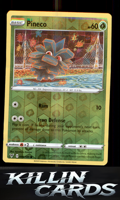 Reverse Holofoil Pineco 008/185 Pokemon Common SWSH04: Vivid Voltage Card NM