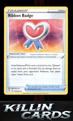 Ribbon Badge 155/203 Pokemon Uncommon SWSH07: Evolving Skies Card NM