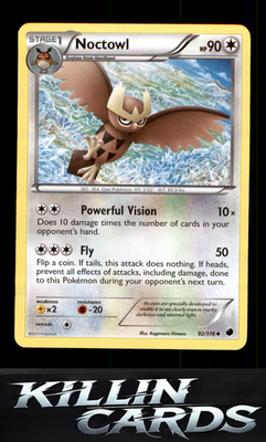 Noctowl 92/116 Pokemon Uncommon Plasma Freeze Card NM