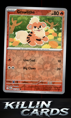 Reverse Holofoil Growlithe 027/182 Pokemon Common SV10: Destined Rivals Card NM