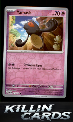 Reverse Holofoil Yamask 075/182 Pokemon Common SV04: Paradox Rift Card NM