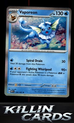 Vaporeon 134/165 Pokemon Rare SV: Scarlet & Violet 151 Card NM