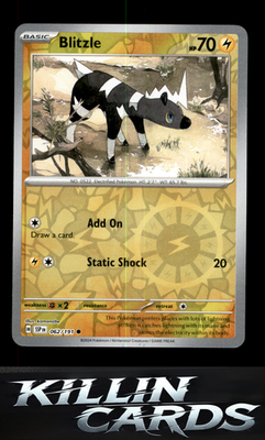 Reverse Holofoil Blitzle 062/191 Pokemon Common SV08: Surging Sparks Card NM