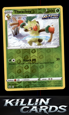 Reverse Holofoil Thwackey 017/198 Pokemon Uncommon SWSH06: Chilling Reign Card N