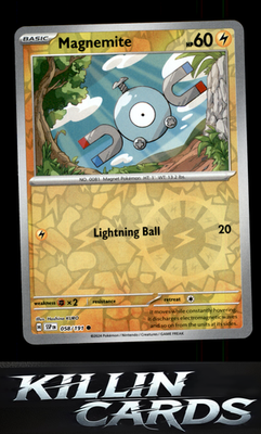 Reverse Holofoil Magnemite 058/191 Pokemon Common SV08: Surging Sparks Card NM
