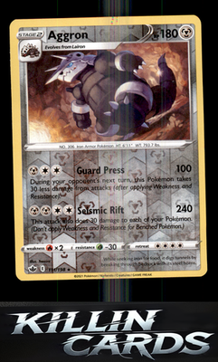 Reverse Holofoil Aggron 111/198 Pokemon Rare SWSH06: Chilling Reign Card NM