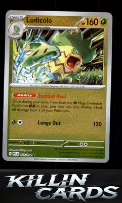Reverse Holofoil Ludicolo - 007/094 007/094 Pokemon Uncommon ME02: Phantasmal Fl