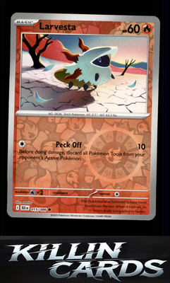 Reverse Holofoil Larvesta 015/086 Pokemon Common SV: Black Bolt Card NM