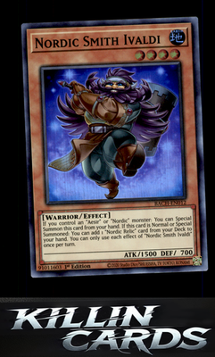 1st Edition Nordic Smith Ivaldi BACH-EN012 YuGiOh Super Rare Battle of Chaos Car