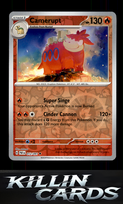 Reverse Holofoil Camerupt 012/091 Pokemon Uncommon SV: Paldean Fates Card NM
