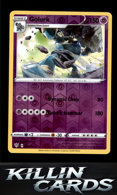 Reverse Holofoil Golurk 077/189 Pokemon Rare SWSH03: Darkness Ablaze Card NM