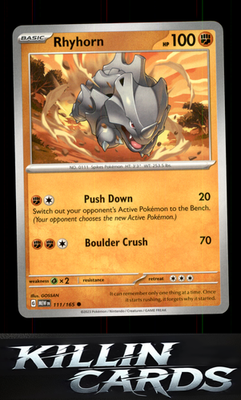 Rhyhorn 111/165 Pokemon Common SV: Scarlet & Violet 151 Card NM