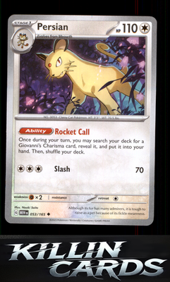 Persian 053/165 Pokemon Uncommon SV: Scarlet & Violet 151 Card NM