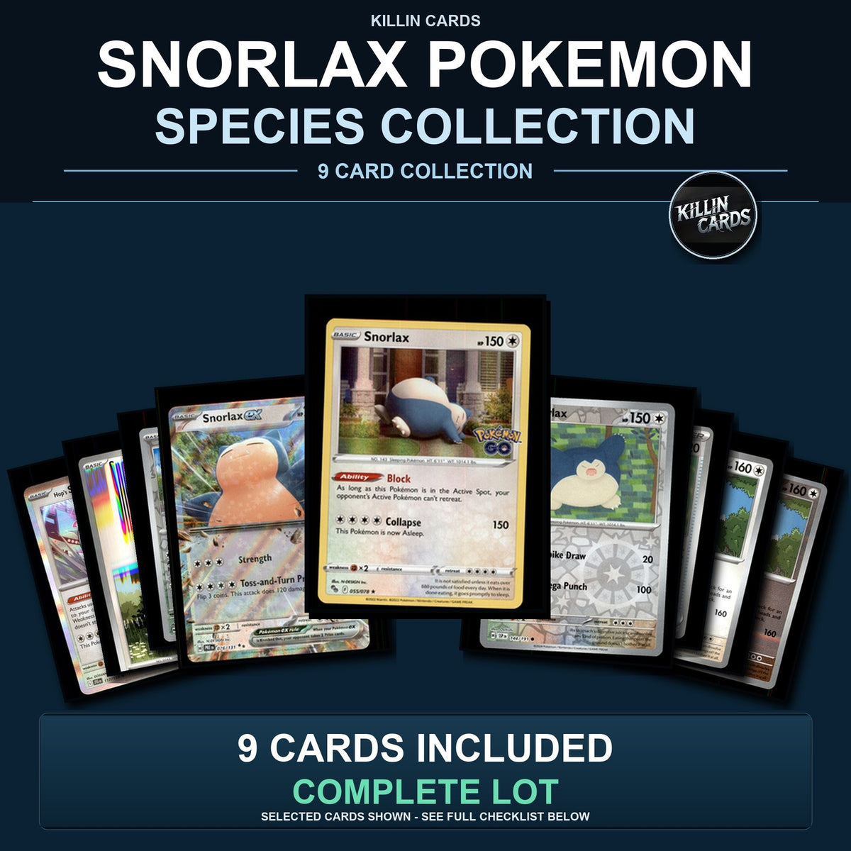 Pokemon TCG Snorlax Pokemon Species Collection 9 Different Cards Collection