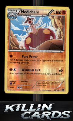 Reverse Holofoil Medicham 80/160 Pokemon Holo Rare XY - Primal Clash Card NM