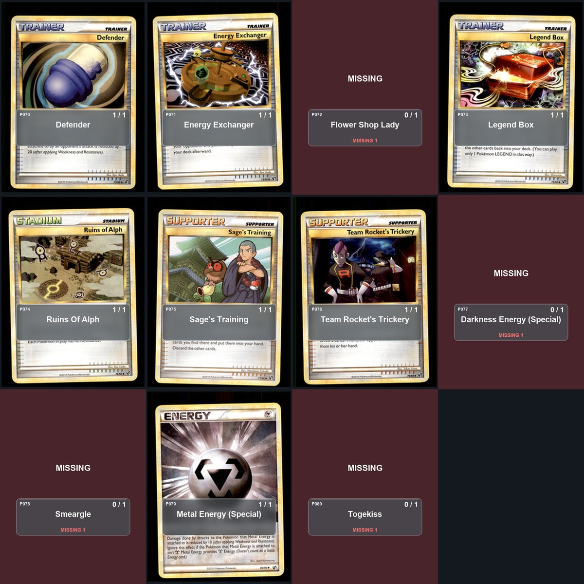 Pokemon TCG Undaunted C/UC/R Standard Set 30 Cards