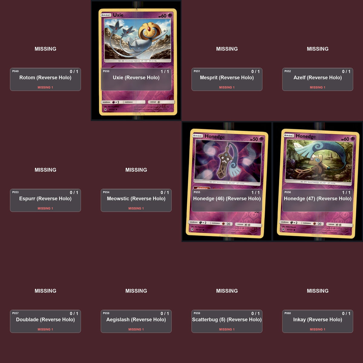 Pokemon TCG SM - Forbidden Light Reverse Holo Master Set 27 Reverse Holo Card