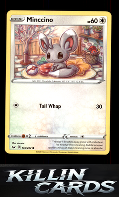 Minccino (146) 146/202 Pokemon Common SWSH01: Sword & Shield Base Set Card NM