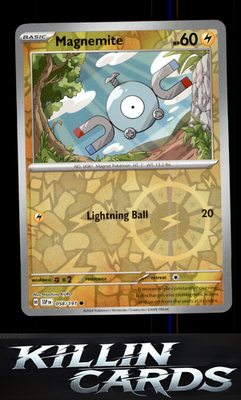 Reverse Holofoil Magnemite 058/191 Pokemon Common SV08: Surging Sparks Card NM