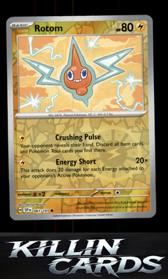 Reverse Holofoil Rotom 061/191 Pokemon Common SV08: Surging Sparks Card NM