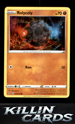 Rolycoly 105/192 Pokemon Common SWSH02: Rebel Clash Card NM