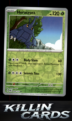 Reverse Holofoil Heracross 008/167 Pokemon Uncommon SV06: Twilight Masquerade Ca