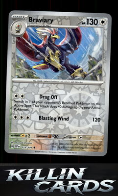 Reverse Holofoil Braviary - 153/191 153/191 Pokemon Uncommon SV08: Surging Spark