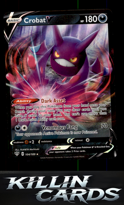 Crobat V 104/189 Pokemon Ultra Rare SWSH03: Darkness Ablaze Card NM