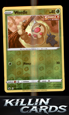 Reverse Holofoil Weedle 001/198 Pokemon Common SWSH06: Chilling Reign Card NM