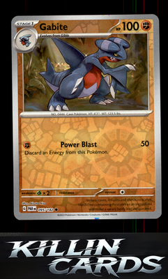 Reverse Holofoil Gabite 095/182 Pokemon Common SV04: Paradox Rift Card NM
