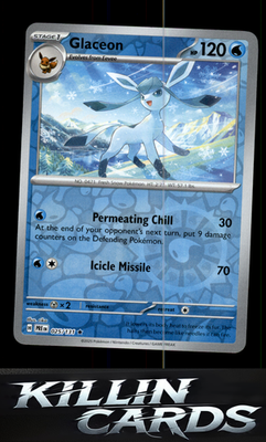 Reverse Holofoil Glaceon 025/131 Pokemon Rare SV: Prismatic Evolutions Card NM