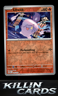Reverse Holofoil Litwick 036/197 Pokemon Common SV03: Obsidian Flames Card NM